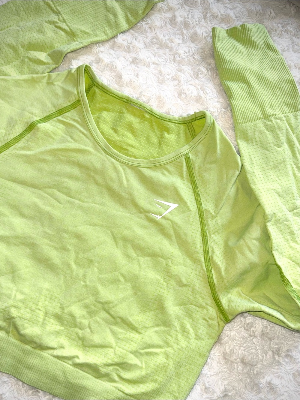 Gymshark Neon Lime Vital Seamless Long Sleeve Crop Top - Size L